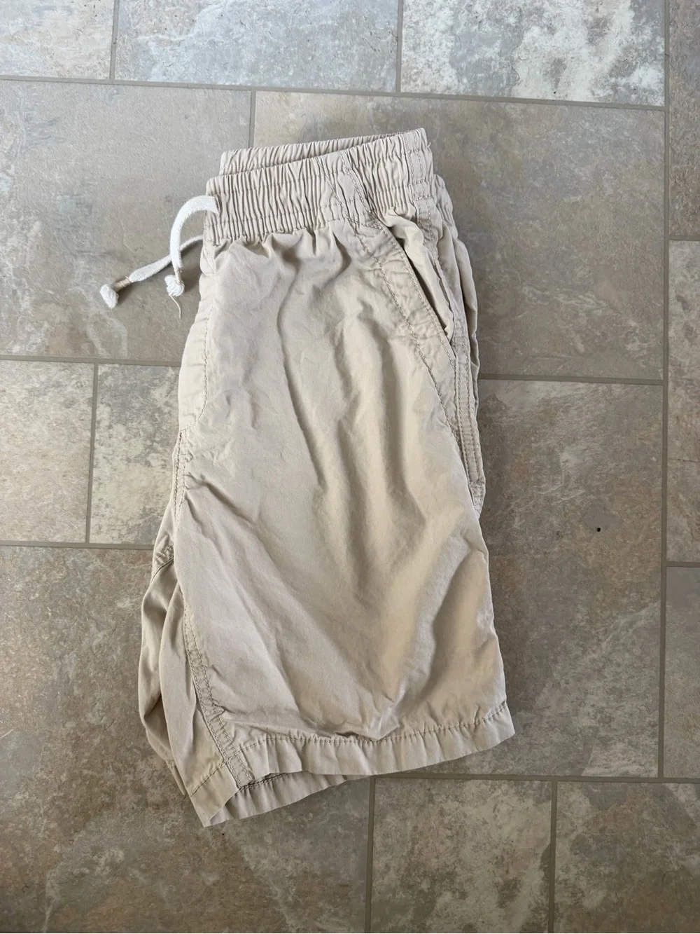 GAP Khaki Elastic-Waist Drawstring Shorts